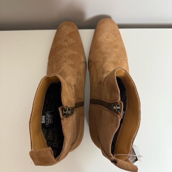 Dingo Men’s Tan Brooks Embroidered Round Toe Zip Up Boots Ankle - 10.5 - Picture 6 of 12